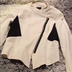 White/black zip up jacket